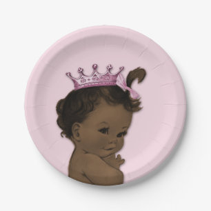 Assiettes En Carton Princesse ethnique vintage Baby shower rose
