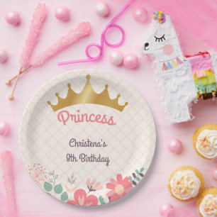 Assiettes En Carton Princesse Fleurie Élégante Anniversaire Personnali