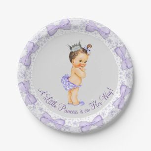 Assiettes En Carton Princesse grise pourpre baby shower