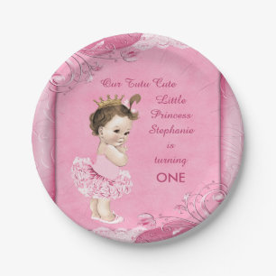 Assiettes En Carton Princesse mignonne Faux Lace de brune