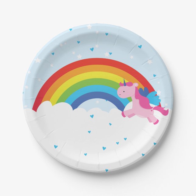 Assiettes En Carton Princesse Rainbow de licorne (Devant)