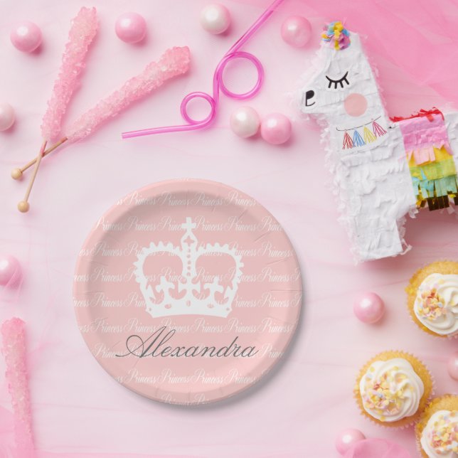 Assiettes En Carton Princesse rose-n-blanche (Fête)