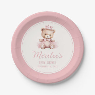 Assiettes En Carton Princesse rose ours Bébé Baby shower fille