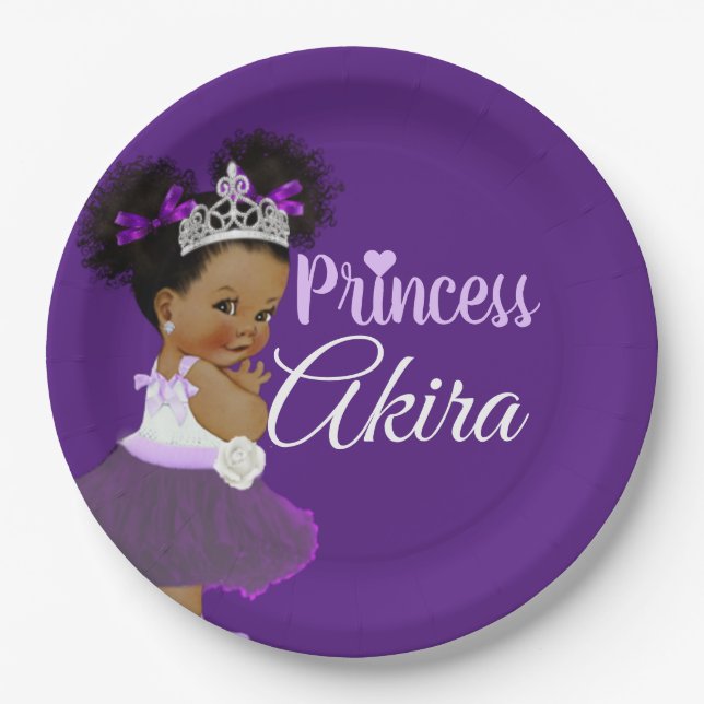 Assiettes En Carton Princesse royale africaine violette| Fancy (Devant)