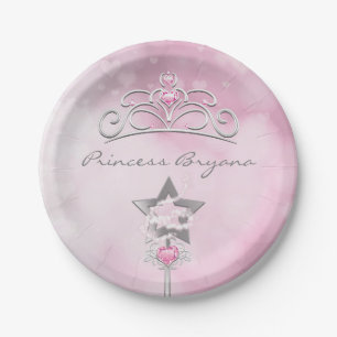Assiettes En Carton Princesse Wand & Crown Silver Pink Party Plaques