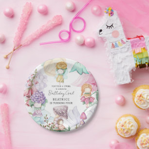 Assiettes En Carton Printemps Été Floral Petites Fées Fille Anniversai
