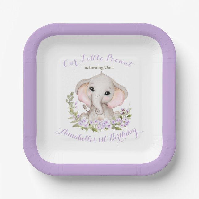 Assiettes En Carton Printemps Purple Girl 1er Anniversaire Custom Age (Recto)