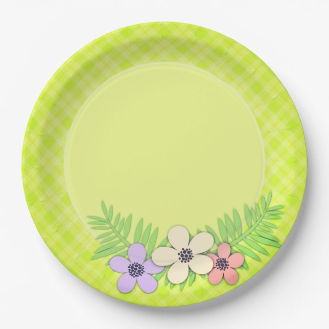 Assiettes En Carton Printemps, vert (Devant)