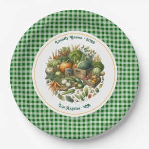 Assiettes En Carton Produits locaux - Marché Gingham Récolte Anniversa