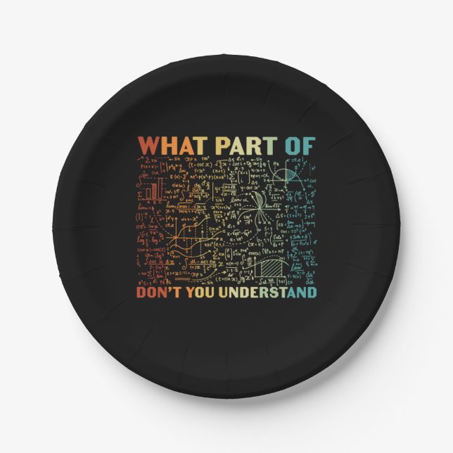 Assiettes En Carton Professeur De Mathématiques Quelle Partie Des Math (Devant)