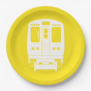 Assiettes En Carton Profil de White Chicago "L" sur Yellow Arrière - p