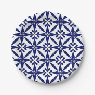 Assiettes En Carton Profil sous convention astérisque d'Ikat - bleu