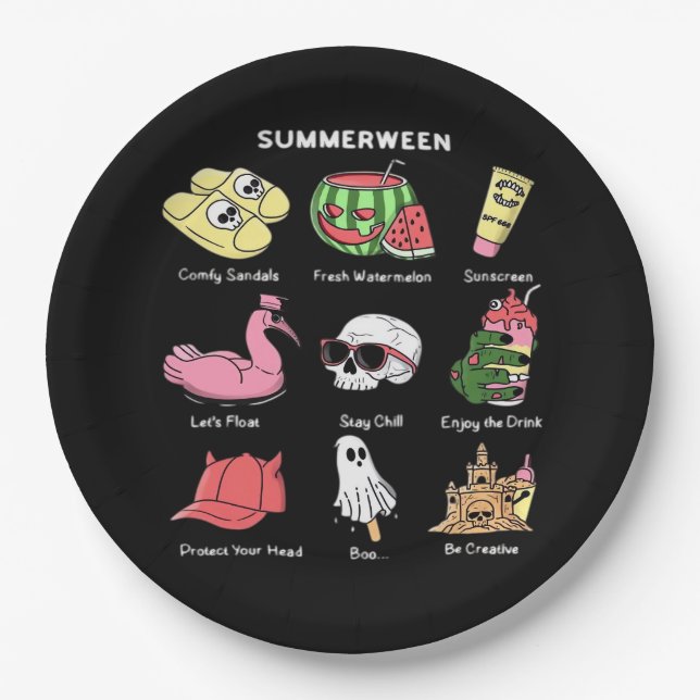 Assiettes En Carton Profitez de Summerween Classic (Devant)