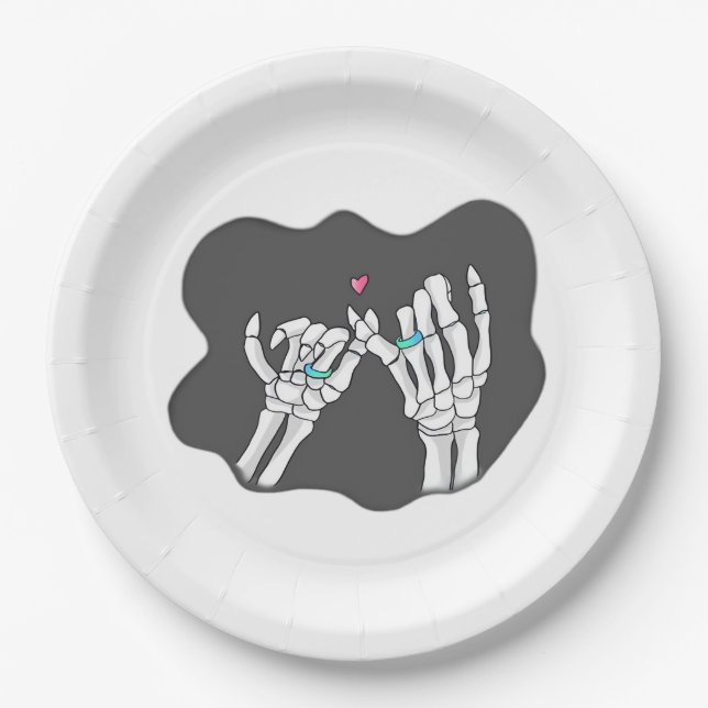 Assiettes En Carton Promesse des mains de Skeleton Heart (Devant)