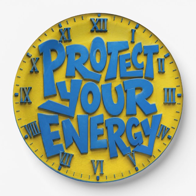 Assiettes En Carton Protect Your Energy Positive Mindset Home & Office (Devant)