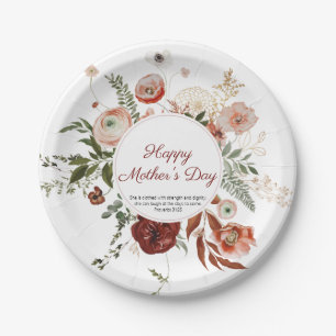 Assiettes En Carton Proverbes de la fête des mères 31:25 Floral rose p