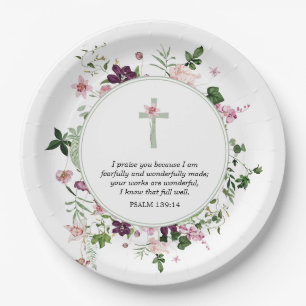 Assiettes En Carton Psaume floral rose 139:14