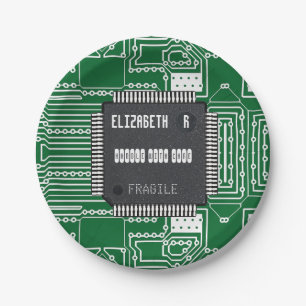 Assiettes En Carton Puce Sur Carte Circuit Imprimée Avec Votre Nom