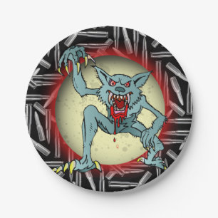 Assiettes En Carton Puces d'argent, Pleine lune de loup-garou gris Hal