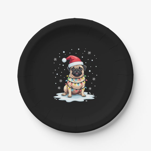 Assiettes En Carton Pug Dog Christmas Men Women (1) (Devant)