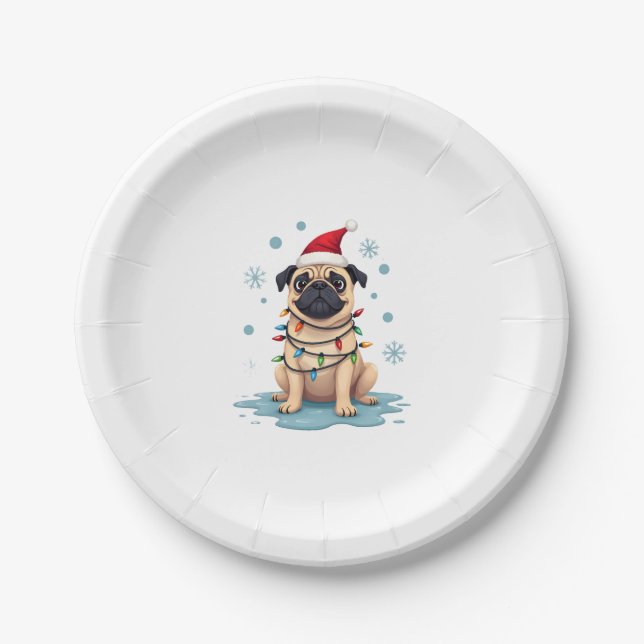Assiettes En Carton Pug Dog Christmas Men Women (1) (Devant)