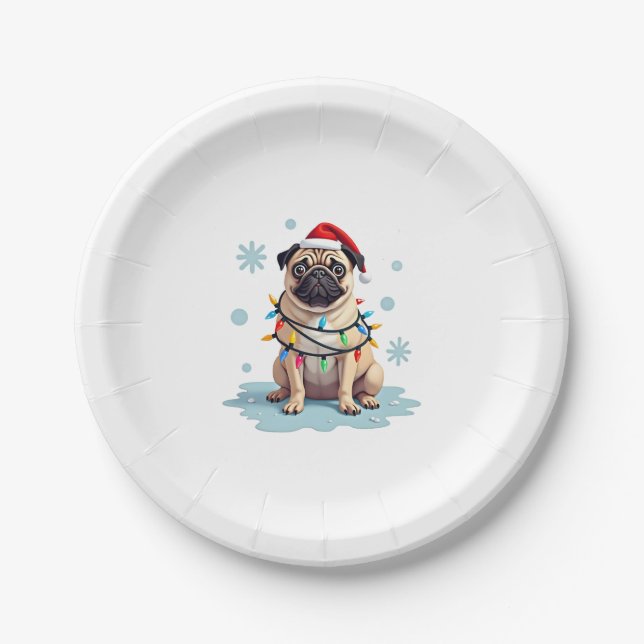 Assiettes En Carton Pug Dog Christmas Men Women (2) (Devant)