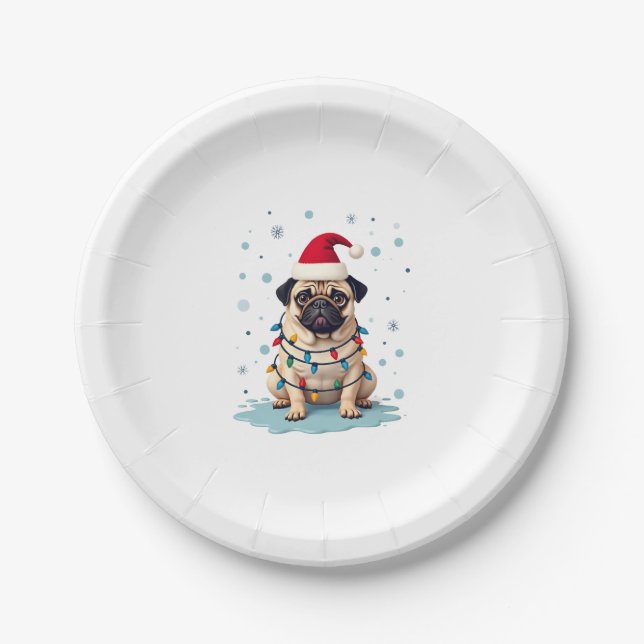 Assiettes En Carton Pug Dog Christmas Men Women (3) (Devant)