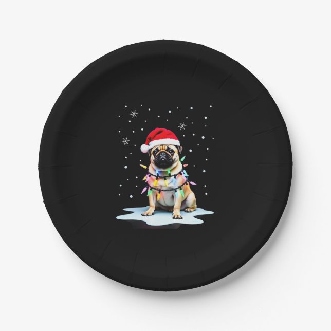 Assiettes En Carton Pug Dog Christmas Men Women (3) (Devant)