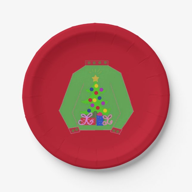 Assiettes En Carton Pull de Noël laid (Devant)