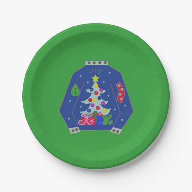 Assiettes En Carton Pull de Noël laid (Devant)