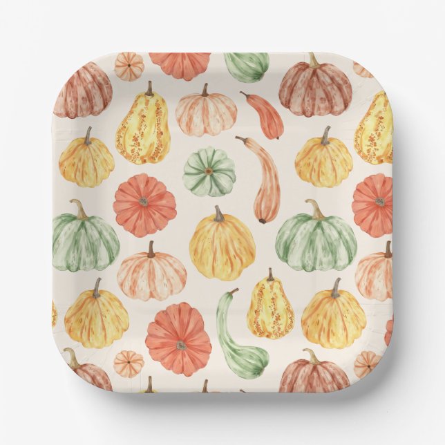 Assiettes En Carton Pumpkin Gourd Autumn Baby Shower (Recto)