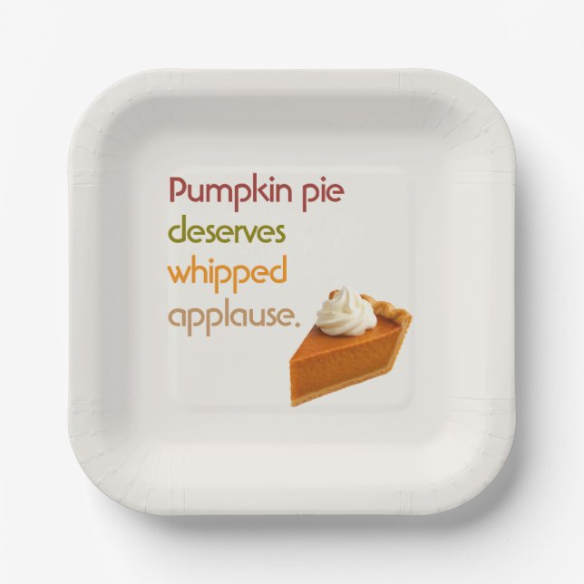 Assiettes En Carton Pumpkin Pie & Whipped Cream Humor Thanksgiving (Recto)