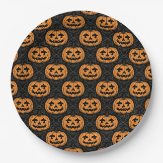 Assiettes En Carton Pumpkin Skull