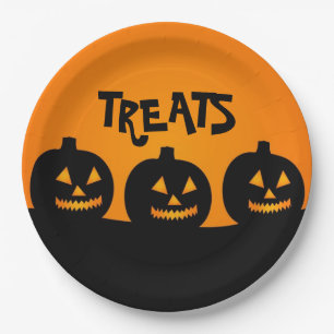 Assiettes En Carton Pumpkind Halloween et Traite Plaque Papier