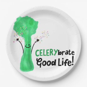 Assiettes En Carton Pun Celery positif - Celerybrate Bonne vie