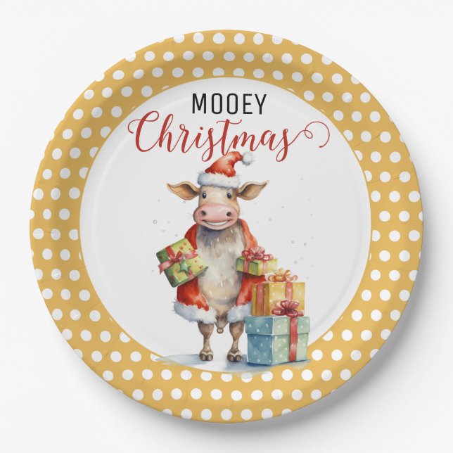 Assiettes En Carton Pun de vache de Noël (Devant)