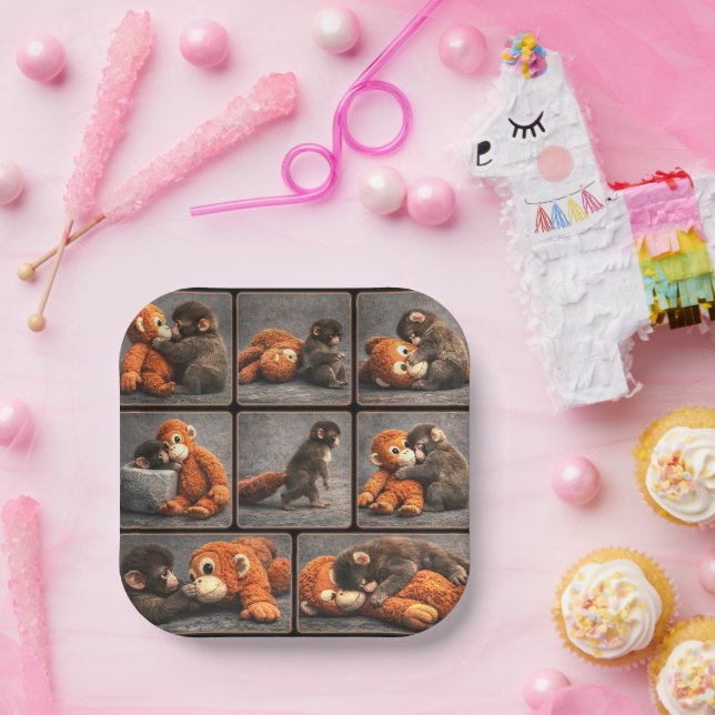 Assiettes En Carton Punch Baby Monkey (Fête)