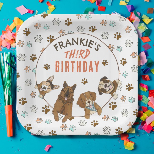 Assiettes En Carton Puppy Paw-ty fête d'anniversaire (Dog Themed Pawty Party Plates)