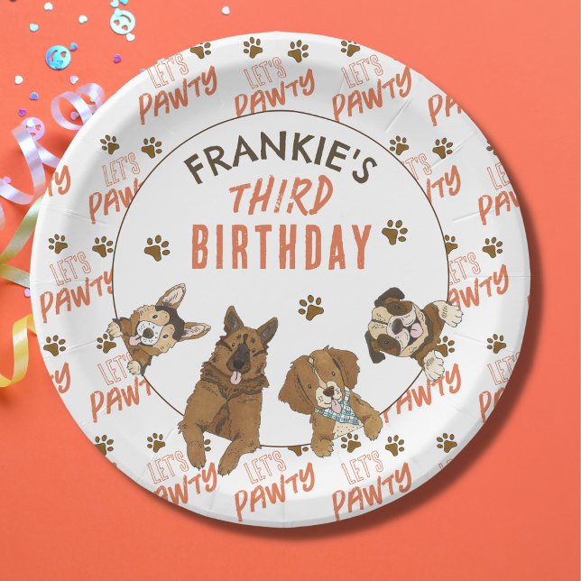 Assiettes En Carton Puppy Paw-ty fête d'anniversaire (Puppy Party Paper Plates)