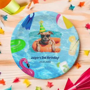 Assiettes En Carton Puppy Pawty Anniversaire Chien Pool Party