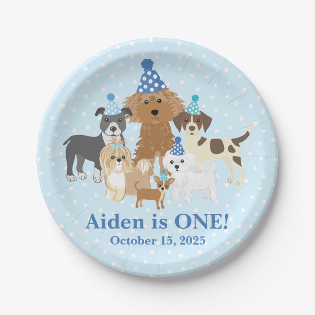 Assiettes En Carton Puppy Plate Personalized for your Birthday (Devant)