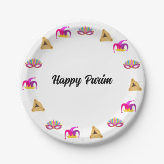 Assiettes En Carton Purim Masquerade Casquette et Hamentashen Plaque p