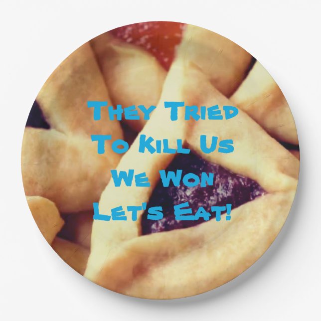 Assiettes En Carton Purim Party Juif Drôle Dire  (Devant)