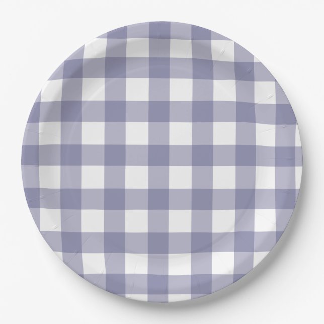 Assiettes En Carton Purple and White Dainty Buffalo check (Devant)