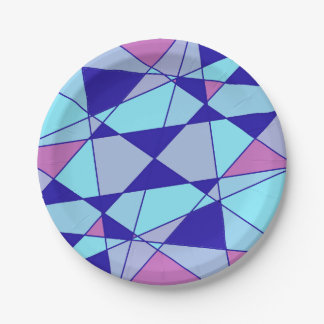 Assiettes En Carton Purple blue pink triangle abstract