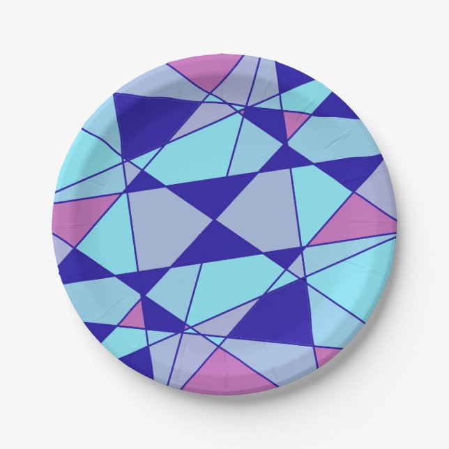 Assiettes En Carton Purple blue pink triangle abstract  (Devant)