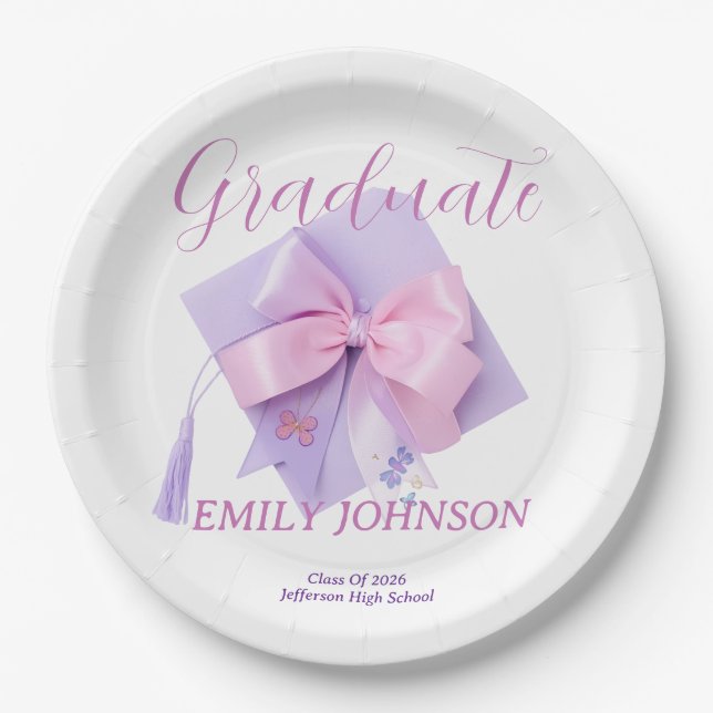 Assiettes En Carton Purple Cap Graduation Party Paper (Devant)