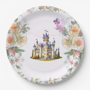 Assiettes En Carton Purple Castle Fairytale Anniversaire Thème avec Fa