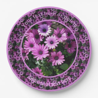 Assiettes En Carton Purple Daisy Fleurs Nature Fête Personnalisée