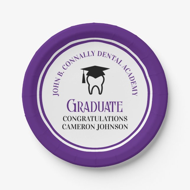 Assiettes En Carton Purple Dental School Custom Graduation Party (Devant)